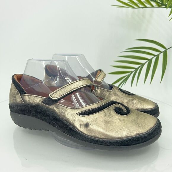 Naot Shoes - Naot Israel Women's Matai Mary Jane Shoe Size 40 9 Loafer Flat Gold Leather